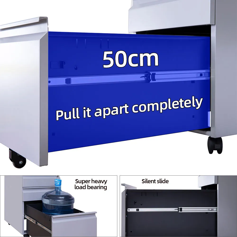 3-Drawer Steel Mobile Cabinet-Detail 3-Drawer Steel Mobile Cabinet-Detail